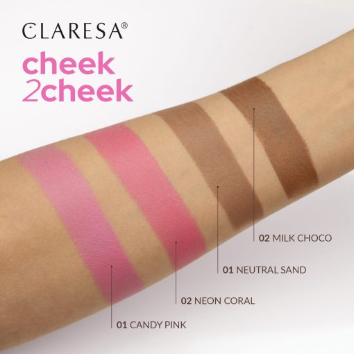 CLARESA - BLUSH IN STICK - CHEEK 2 CHEEK - NEON CORAL - immagine 2