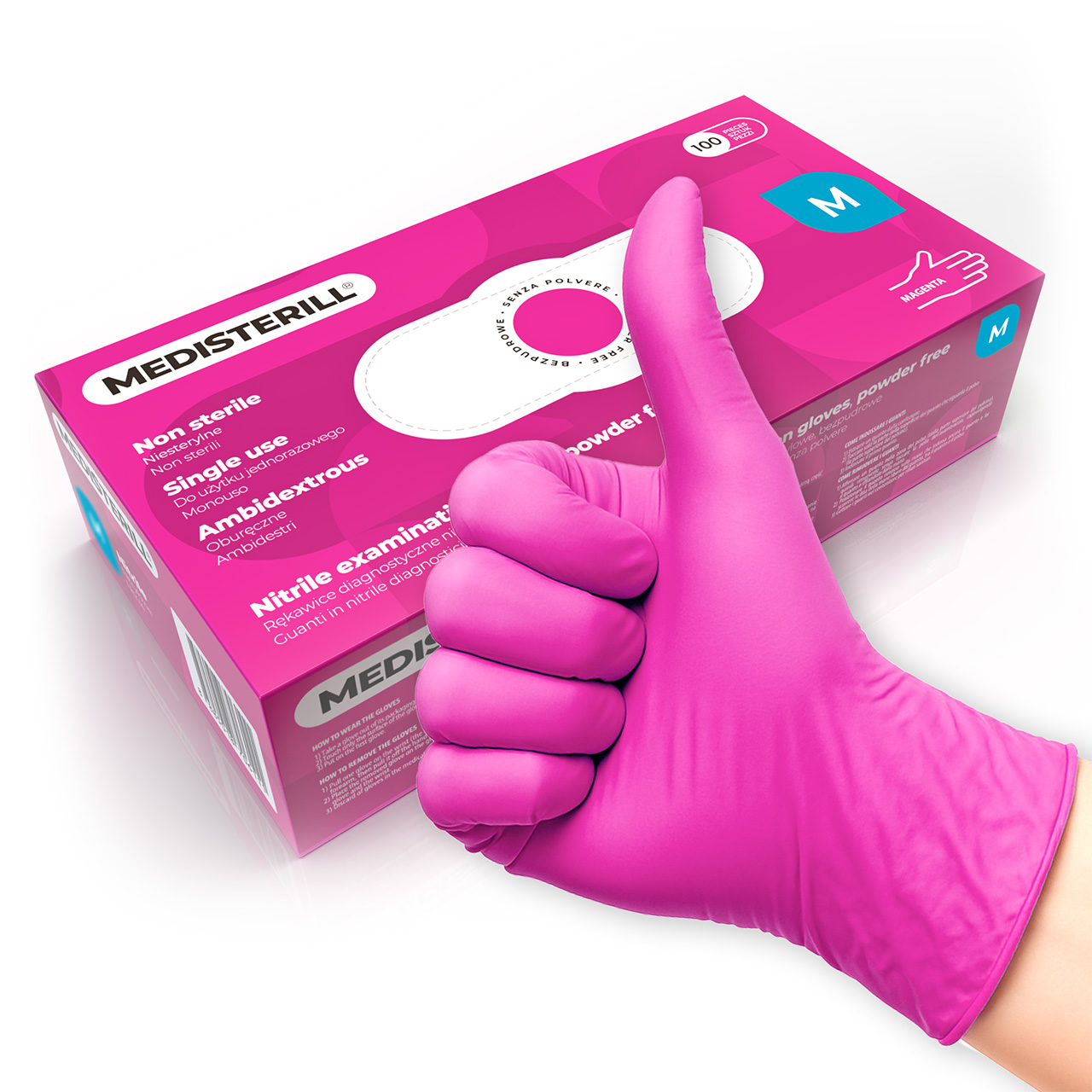 MEDISTERILL - GUANTI IN NITRILE - MAGENTA - MISURA M - 100pcs
